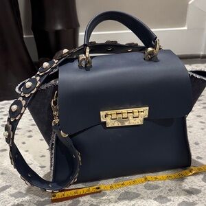 Zac Posen Elegant Navy Blue Handbag